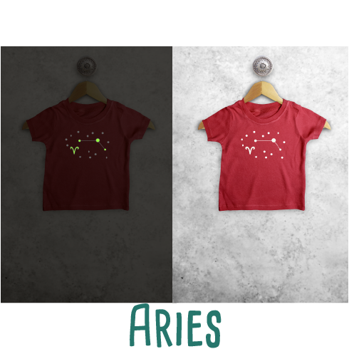 Star sign glow in the dark baby shortsleeve shirt