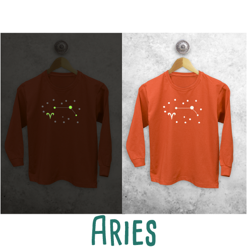 Star sign glow in the dark kids longsleeve shirt