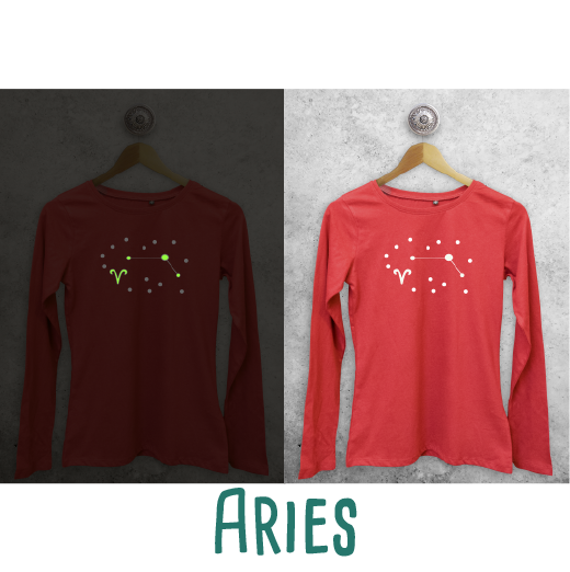 Star sign glow in the dark adult longsleeve shirt