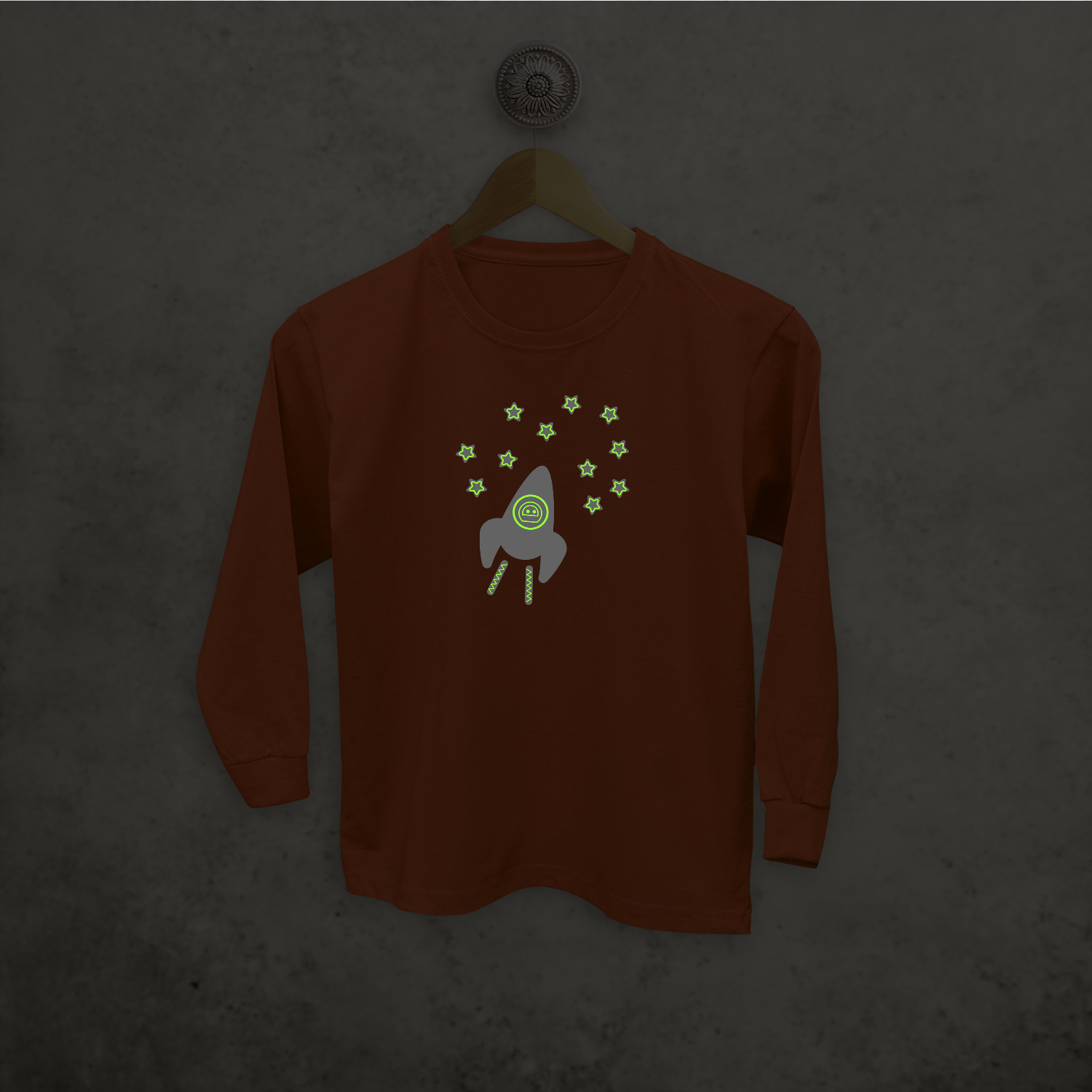 Astronaut glow in the dark kids longsleeve shirt