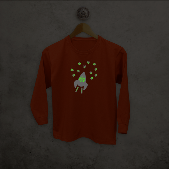 Astronaut glow in the dark kids longsleeve shirt