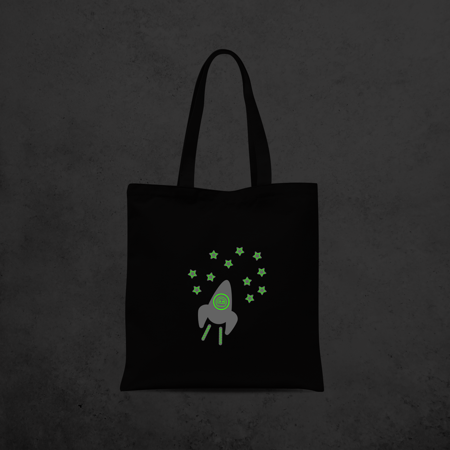 Astronaut glow in the dark tote bag