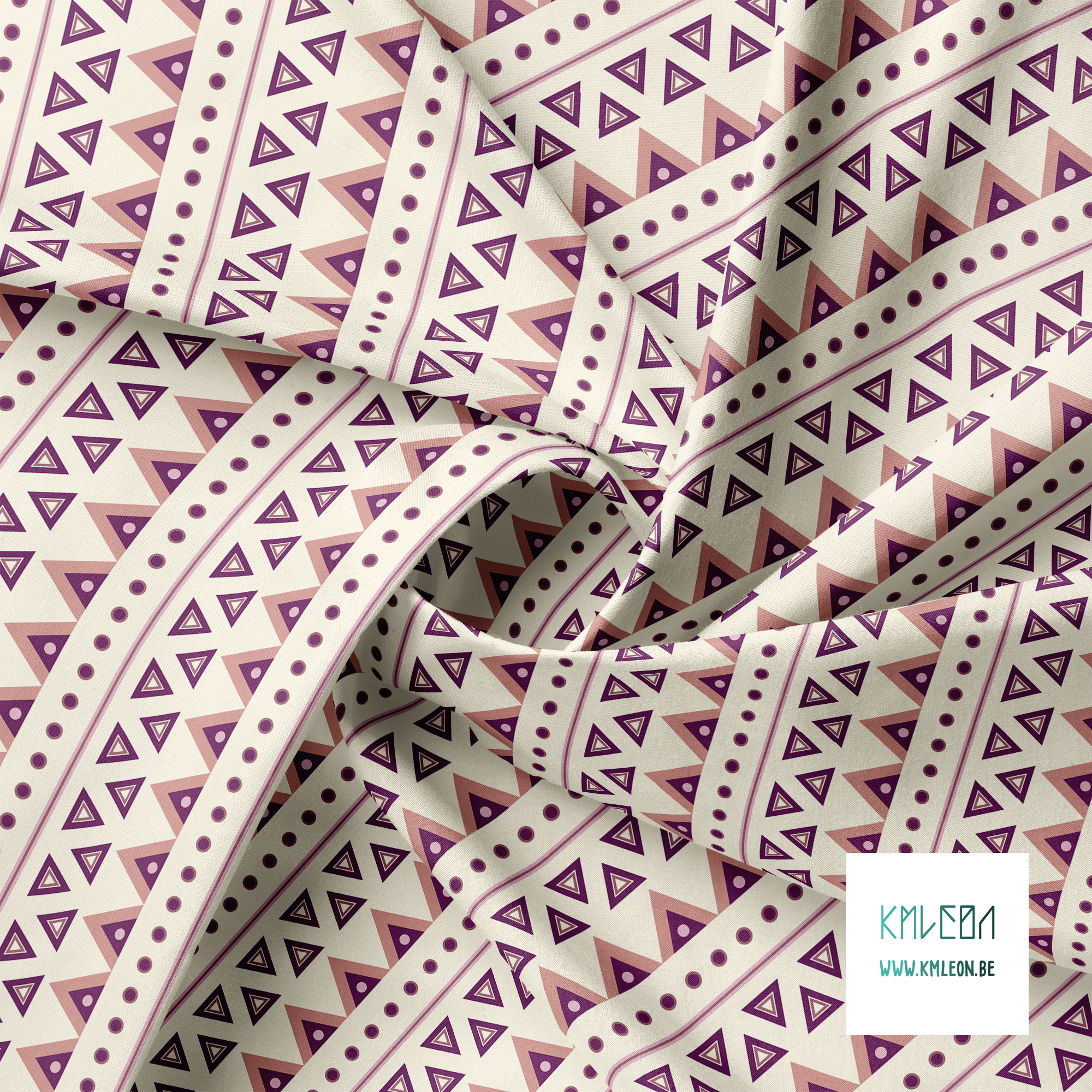 Purple and pink circles and triangles fabric