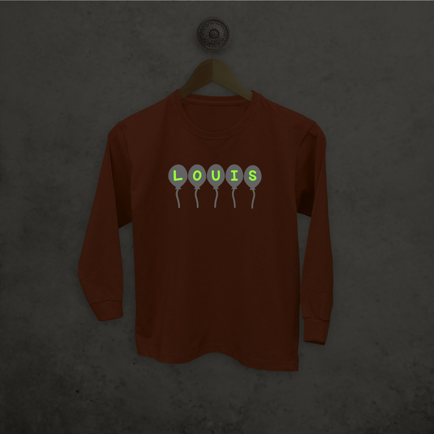 Balloons glow in the dark kids longsleeve shirt