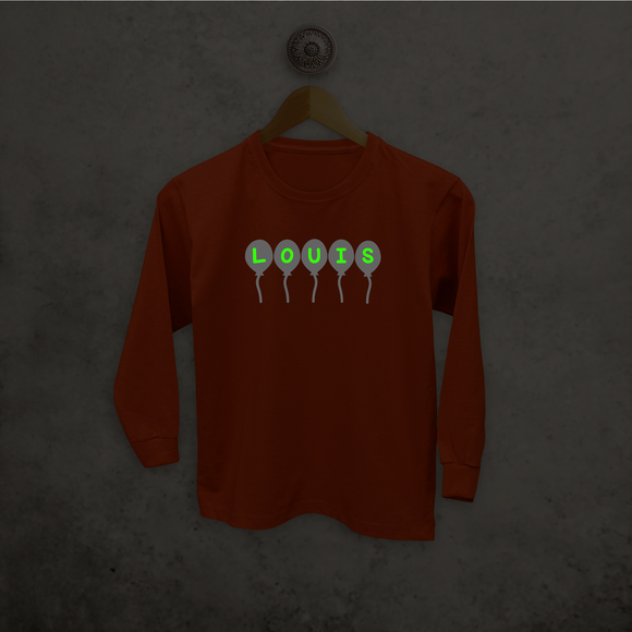 Balloons glow in the dark kids longsleeve shirt