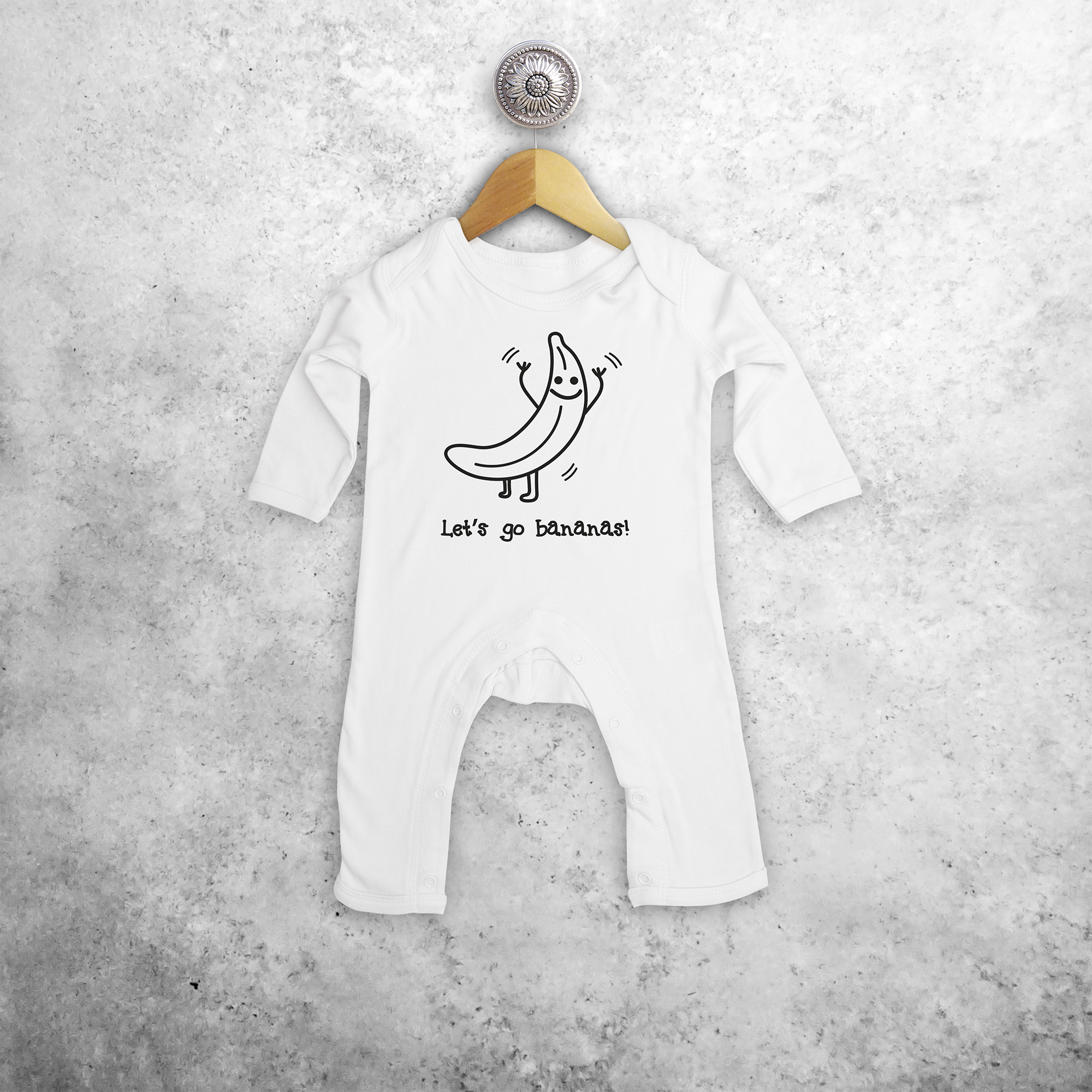 'Let's go bananas' baby romper