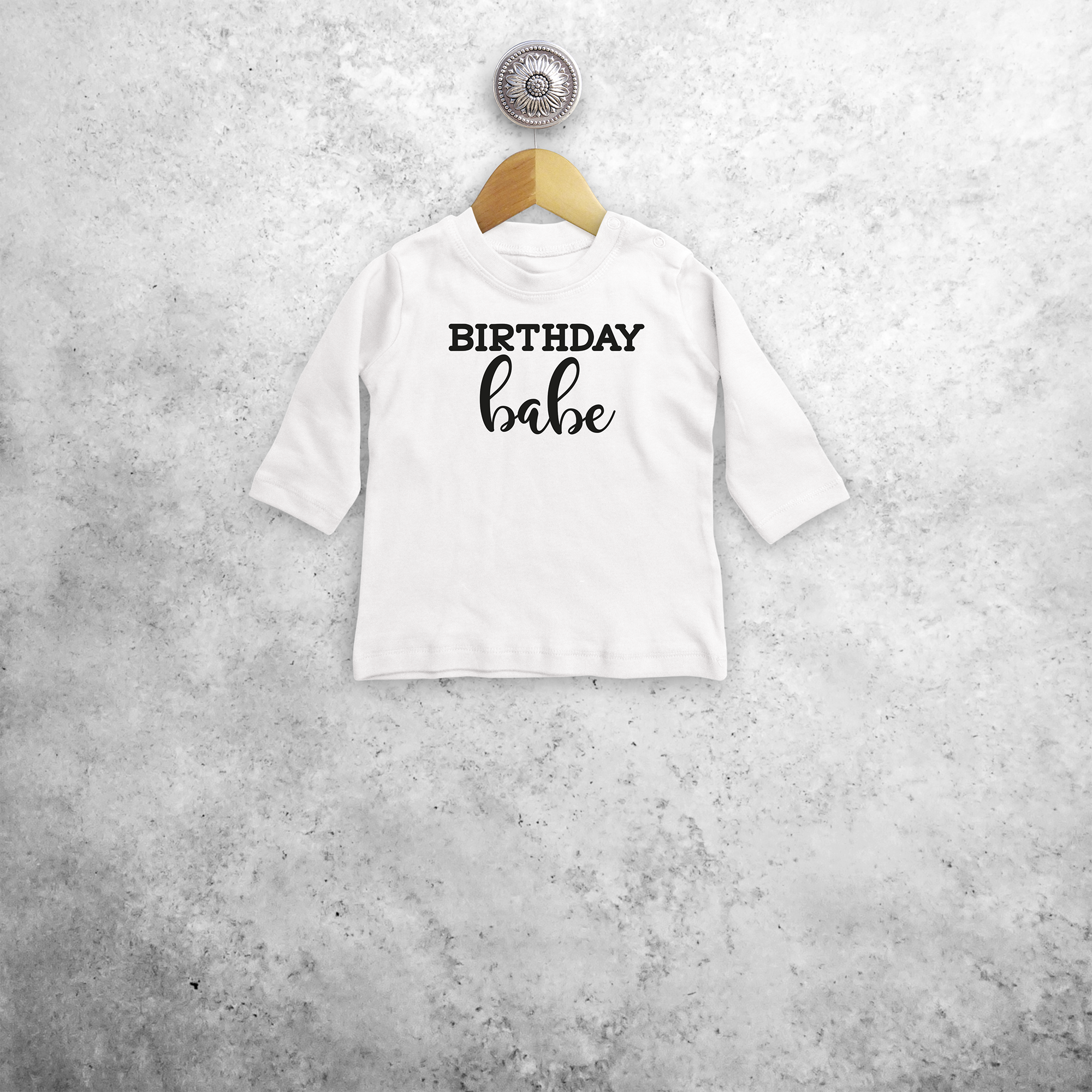 'Birthday babe' baby longsleeve shirt