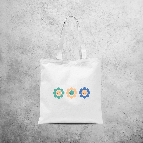 Smiley flowers tote bag