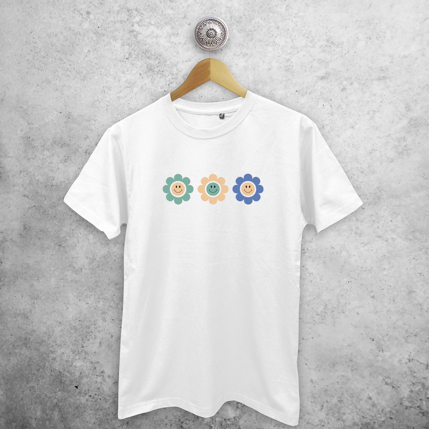 Smiley flowers adult shirt