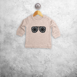 Baby or toddler sweater, with glitter snow star glasses print by KMLeon.