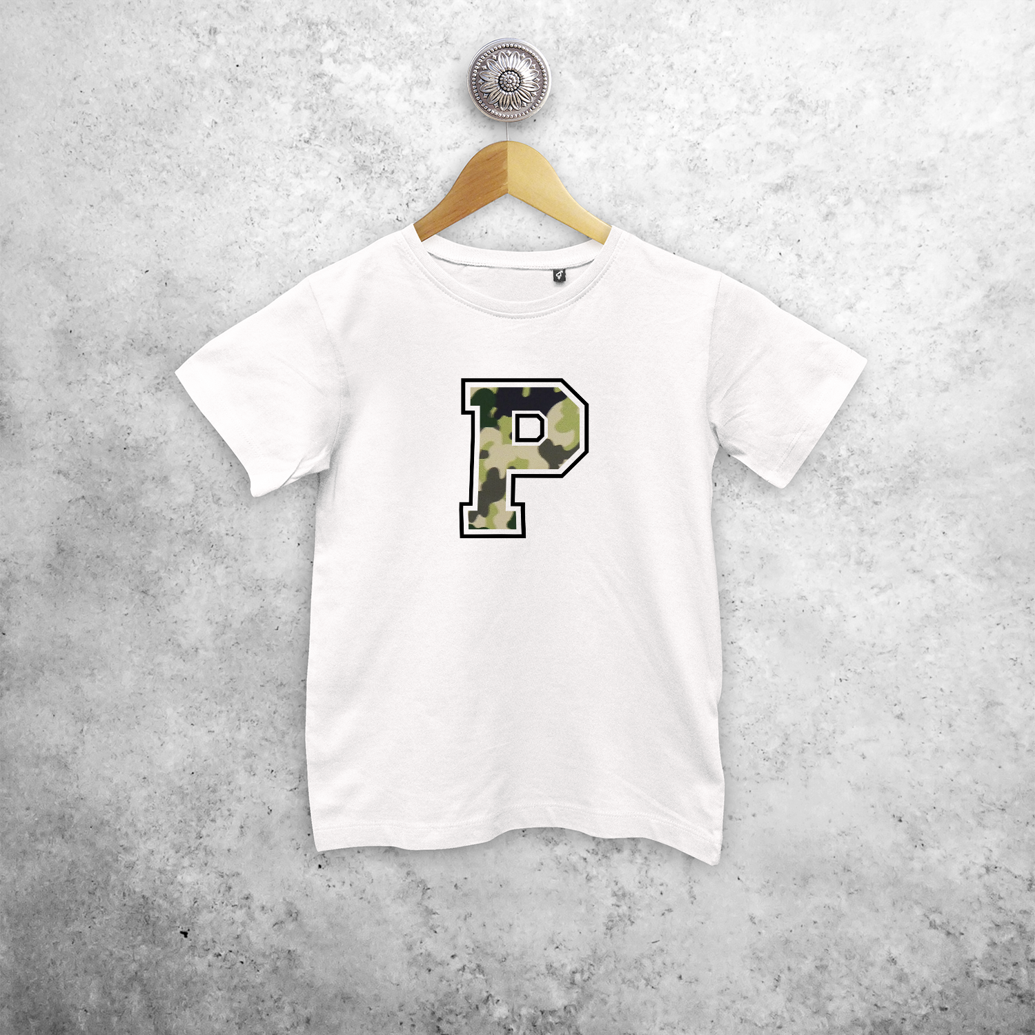 Camouflage letter kids shortsleeve shirt