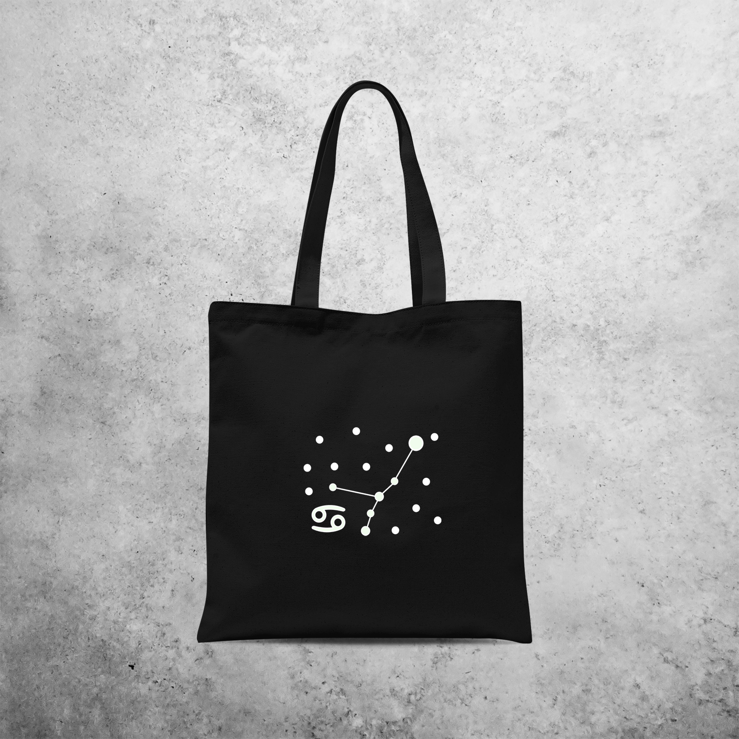 Star sign glow in the dark tote bag