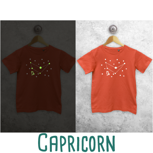 Star sign glow in the dark kids shortsleeve shirt