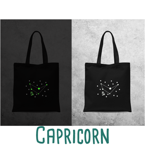 Star sign glow in the dark tote bag