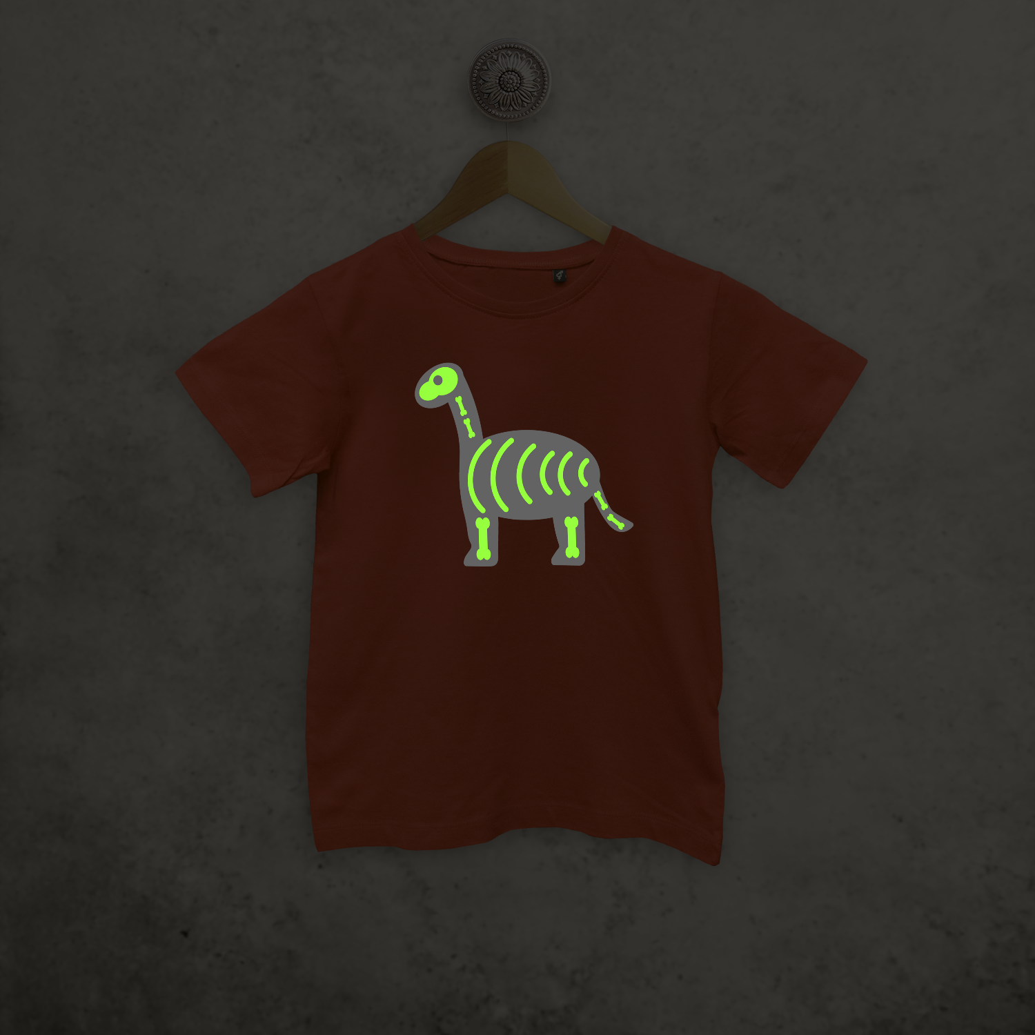 Dino glow in the dark kids shortsleeve shirt