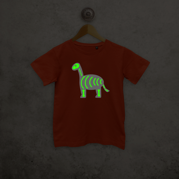 Dino glow in the dark kids shortsleeve shirt