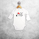 Baby or toddler bodysuit with long sleeves, with Dino ‘Fla La La Rawr Rawr Rawr’ print by KMLeon.