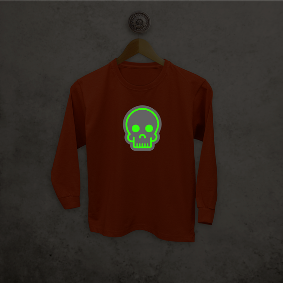 Skull glow in the dark kids longsleeve shirt