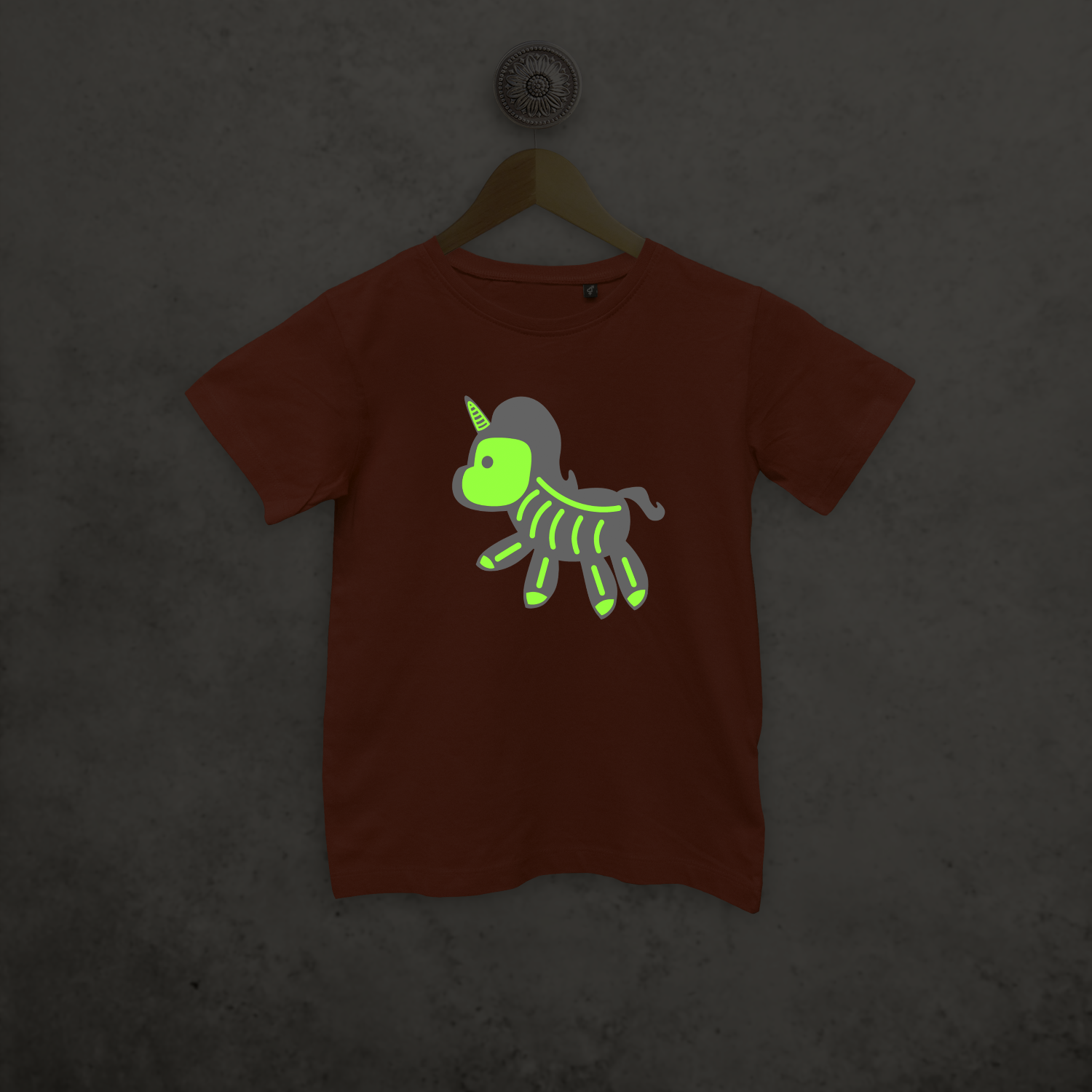 Unicorn glow in the dark kids shortsleeve shirt