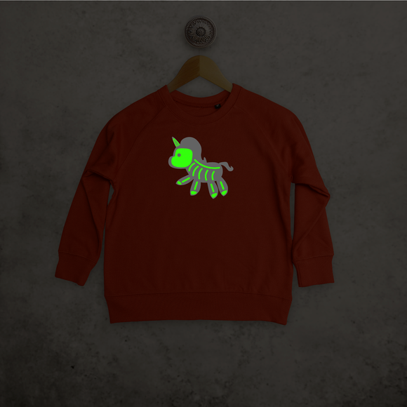 Unicorn glow in the dark kids sweater