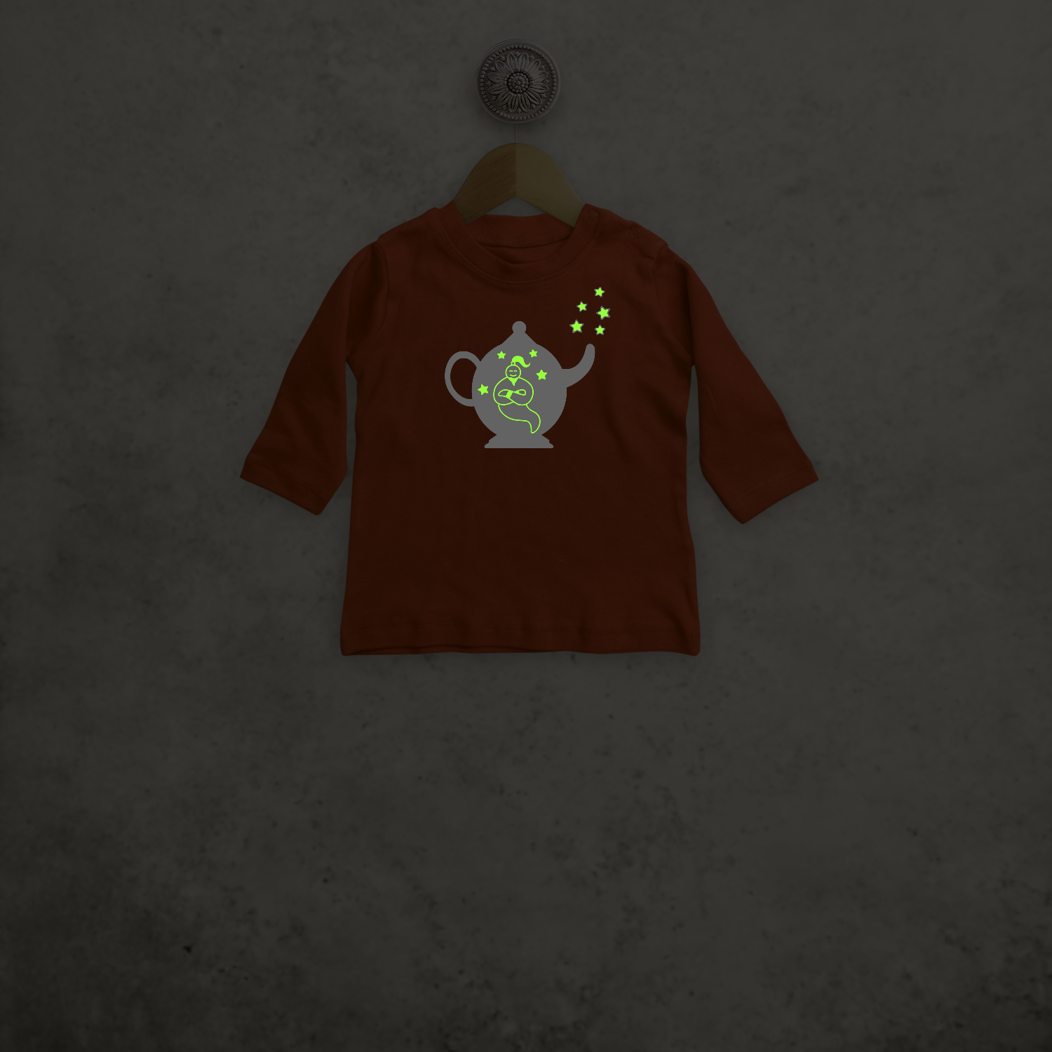 Genie in bottle glow in the dark baby longsleeve shirt