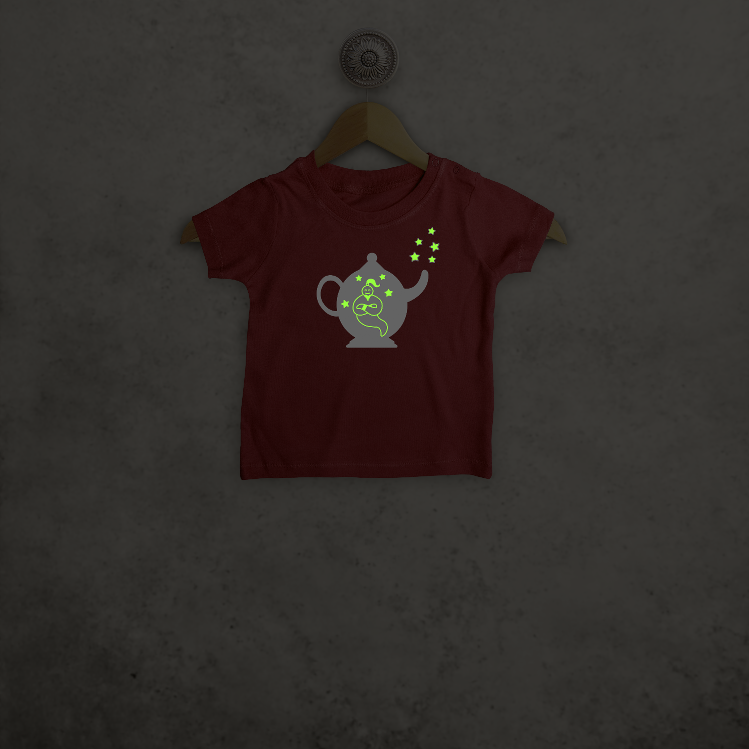 Genie in bottle glow in the dark baby shortsleeve shirt