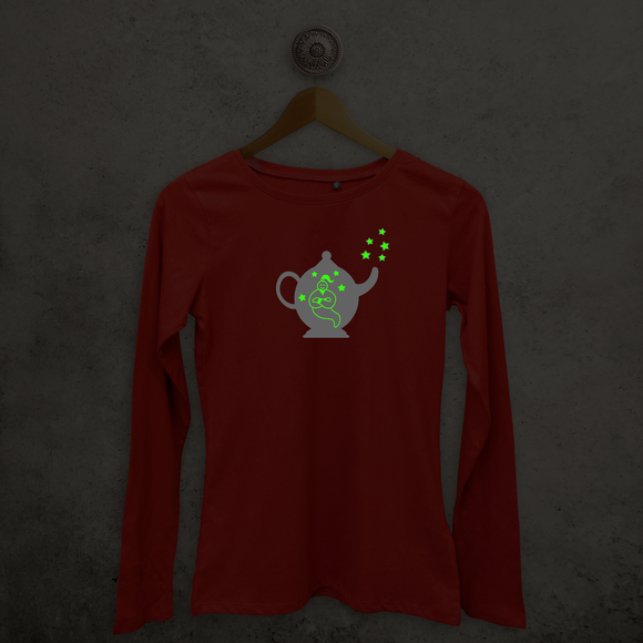 Genie in bottle glow in the dark adult longsleeve shirt