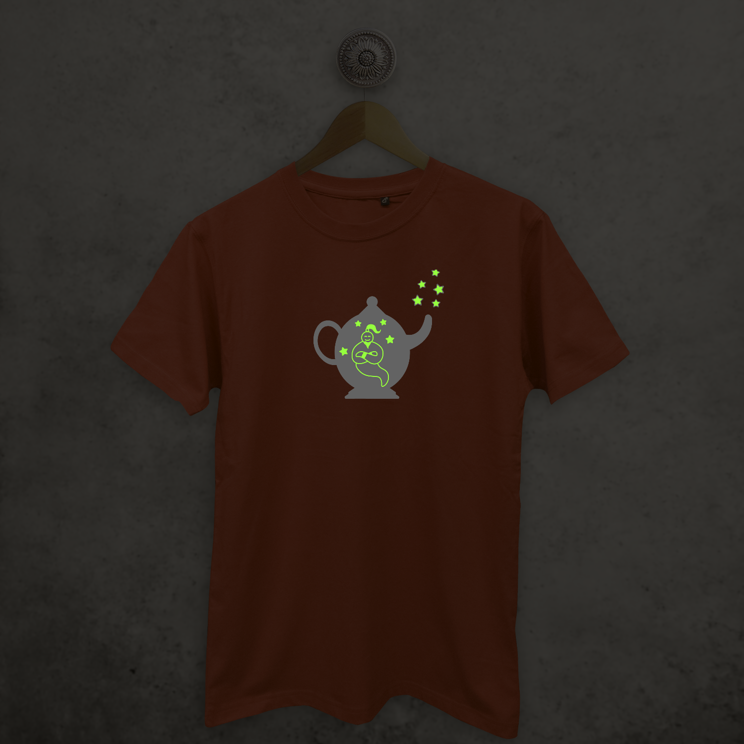 Genie in bottle glow in the dark adult shirt