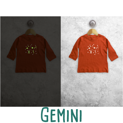 Star sign glow in the dark baby longsleeve shirt