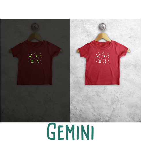 Star sign glow in the dark baby shortsleeve shirt