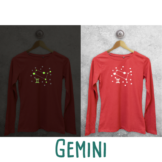 Star sign glow in the dark adult longsleeve shirt