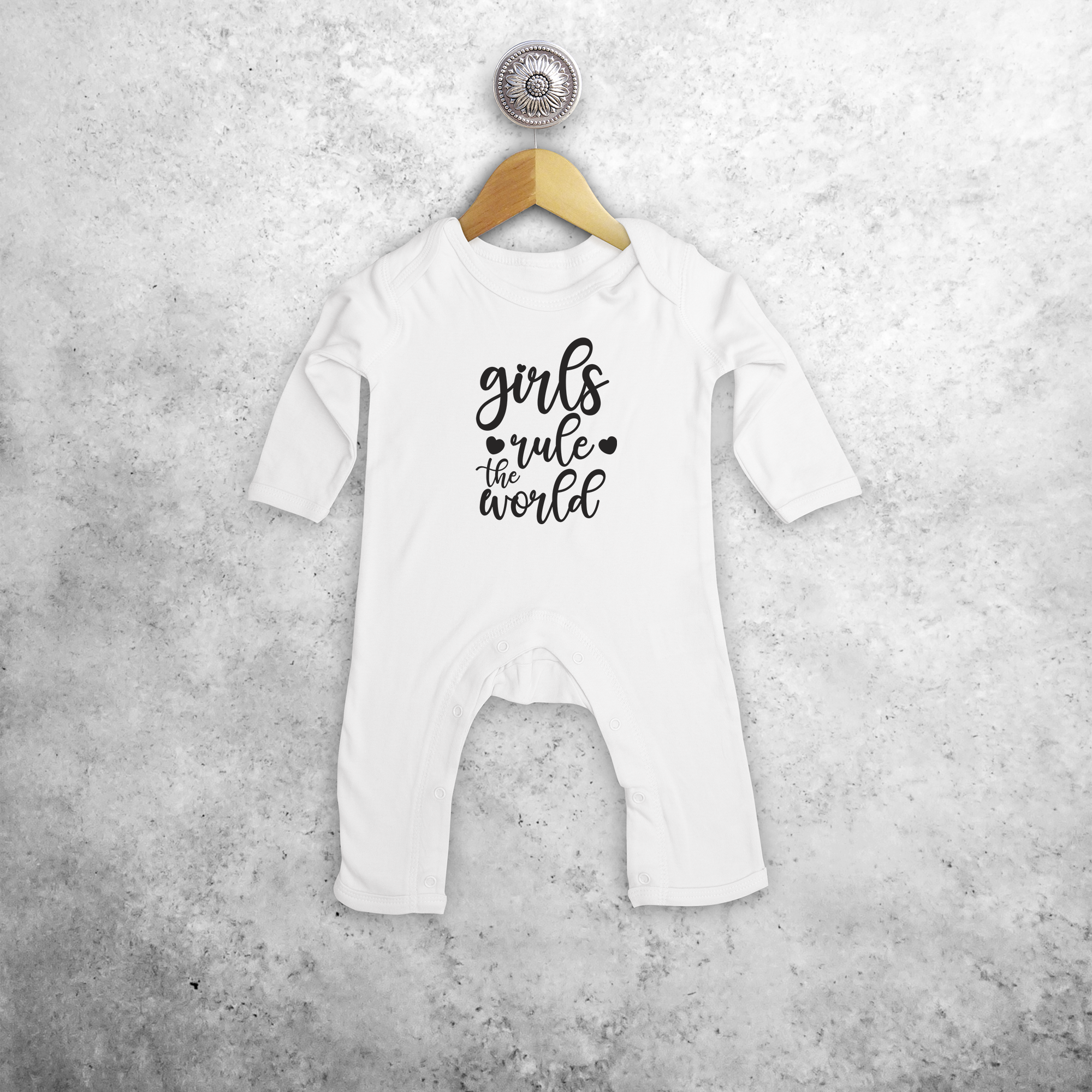 'Girls rule the world' baby romper