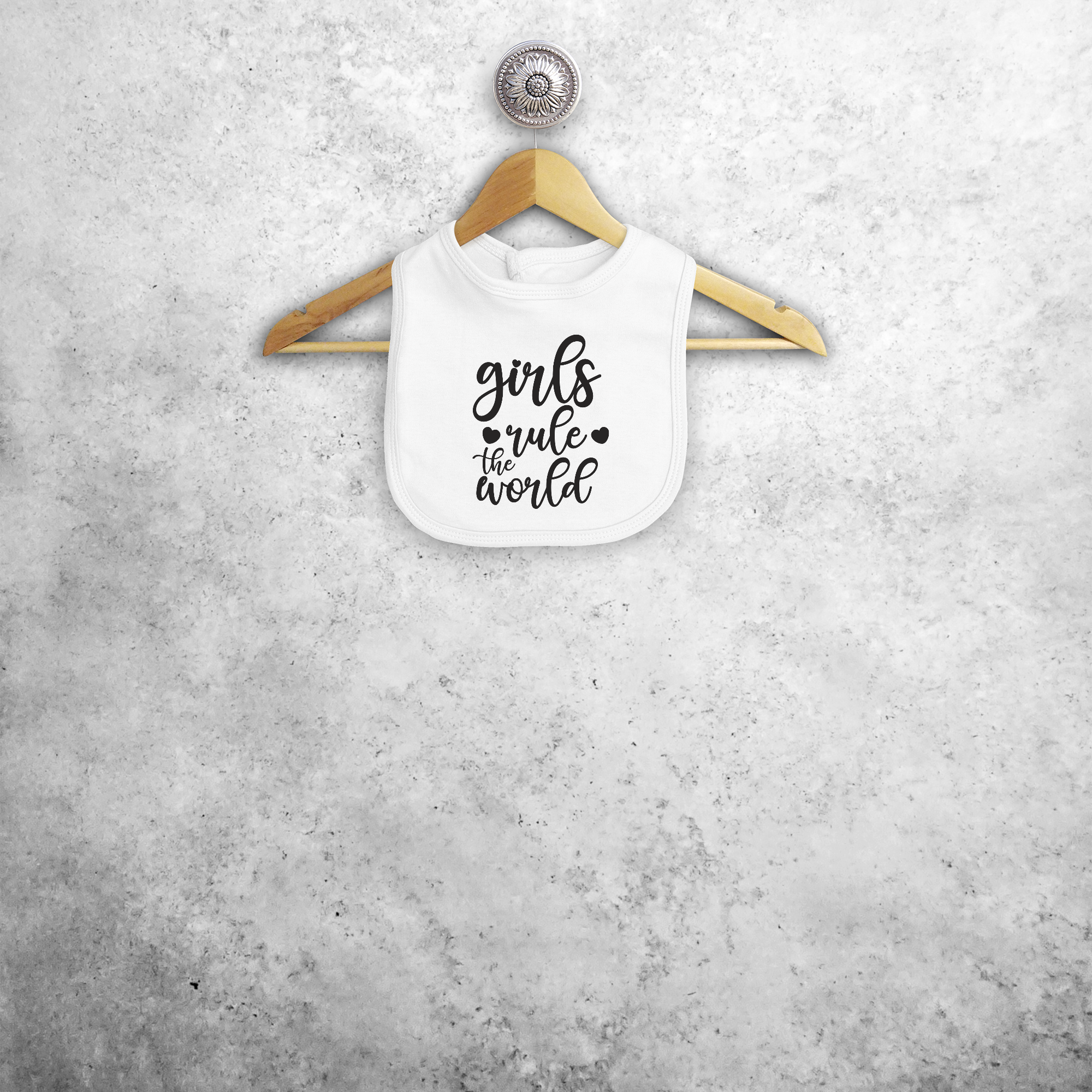 'Girls rule the world' baby bib