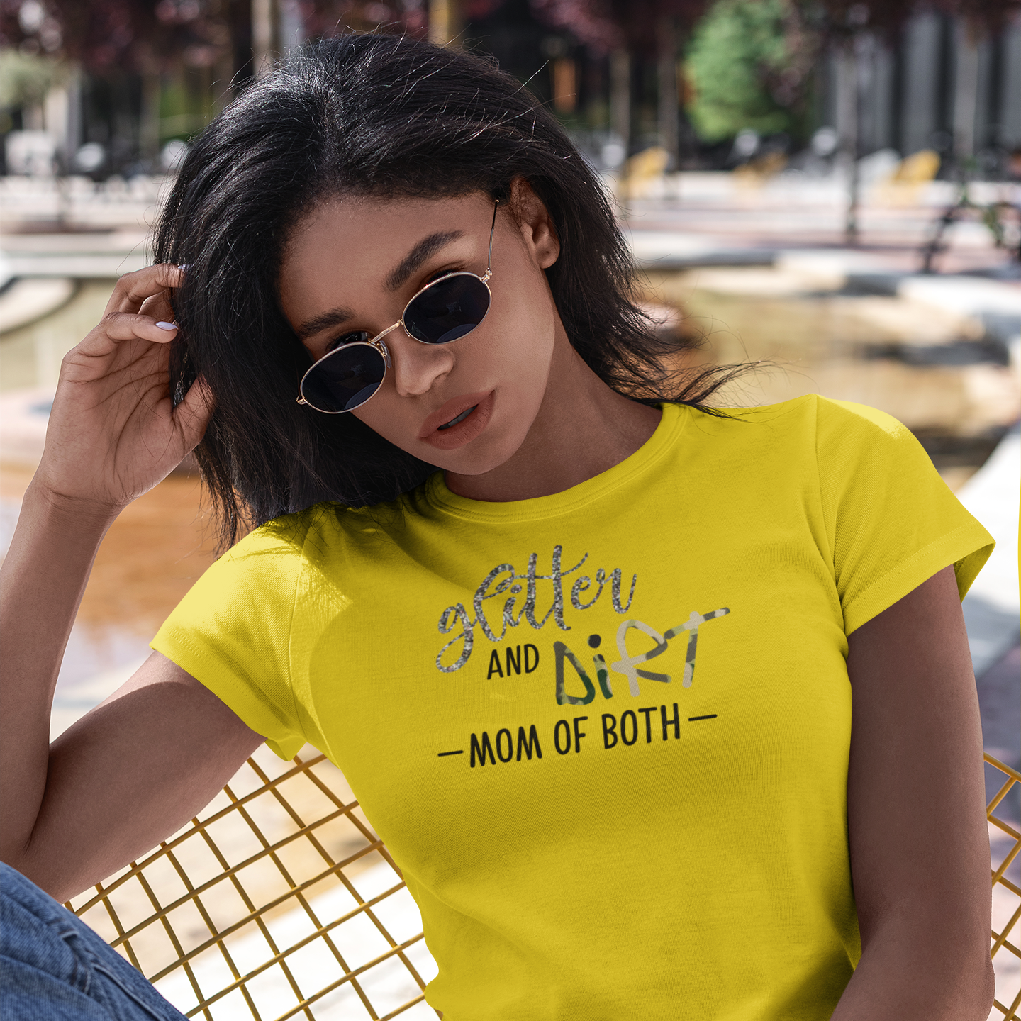 'Glitter and dirt - Mom of both' adult shirt