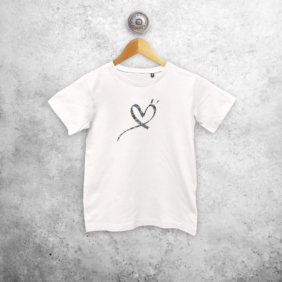 Glitter heart kids shortsleeve shirt