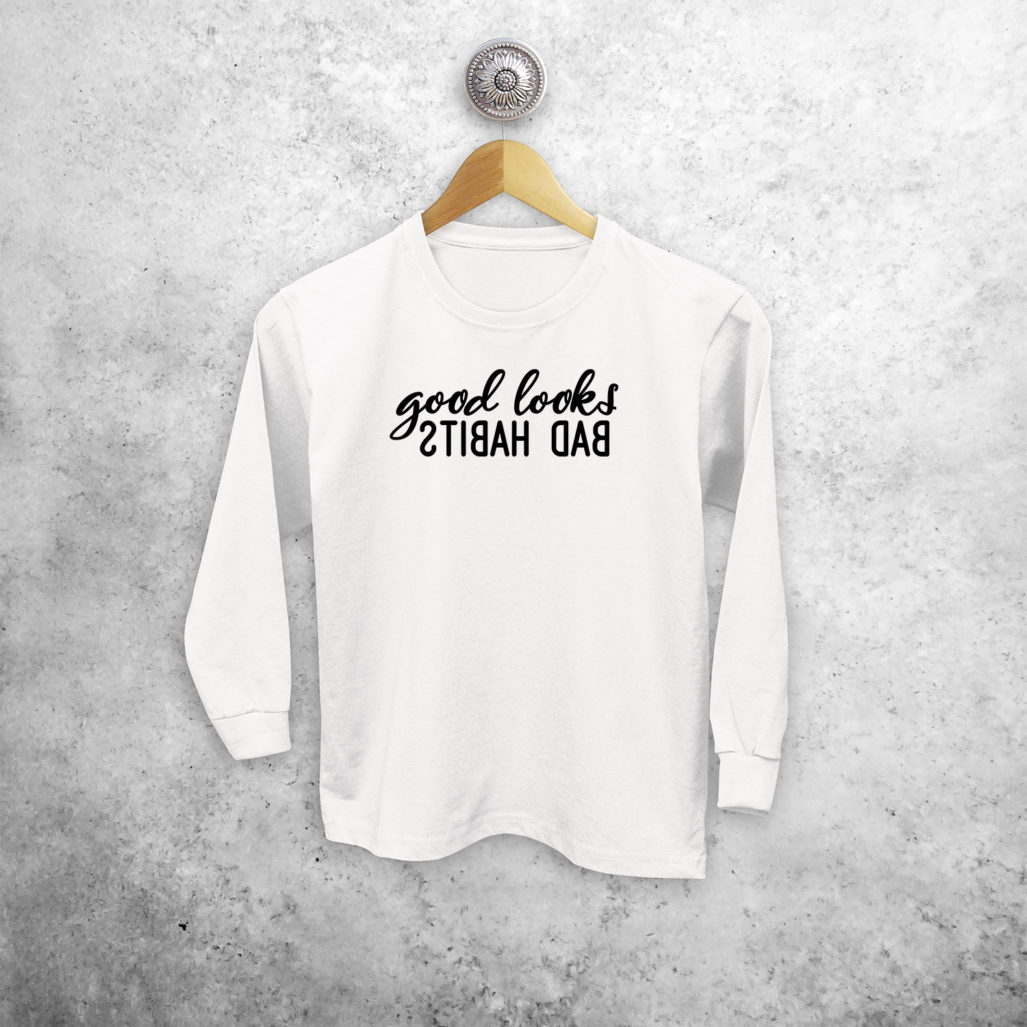 'Good looks - Bad habits' kids longsleeve shirt