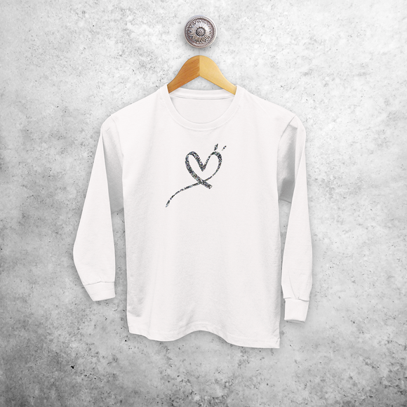 Glitter heart kids longsleeve shirt