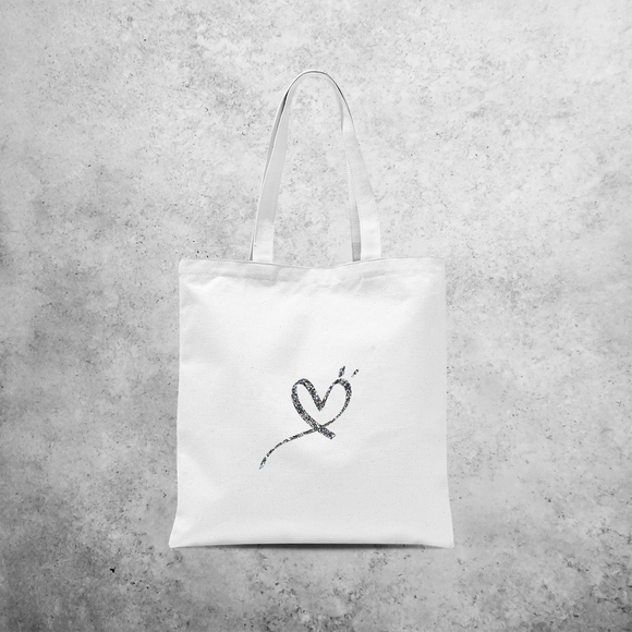 Glitter heart tote bag