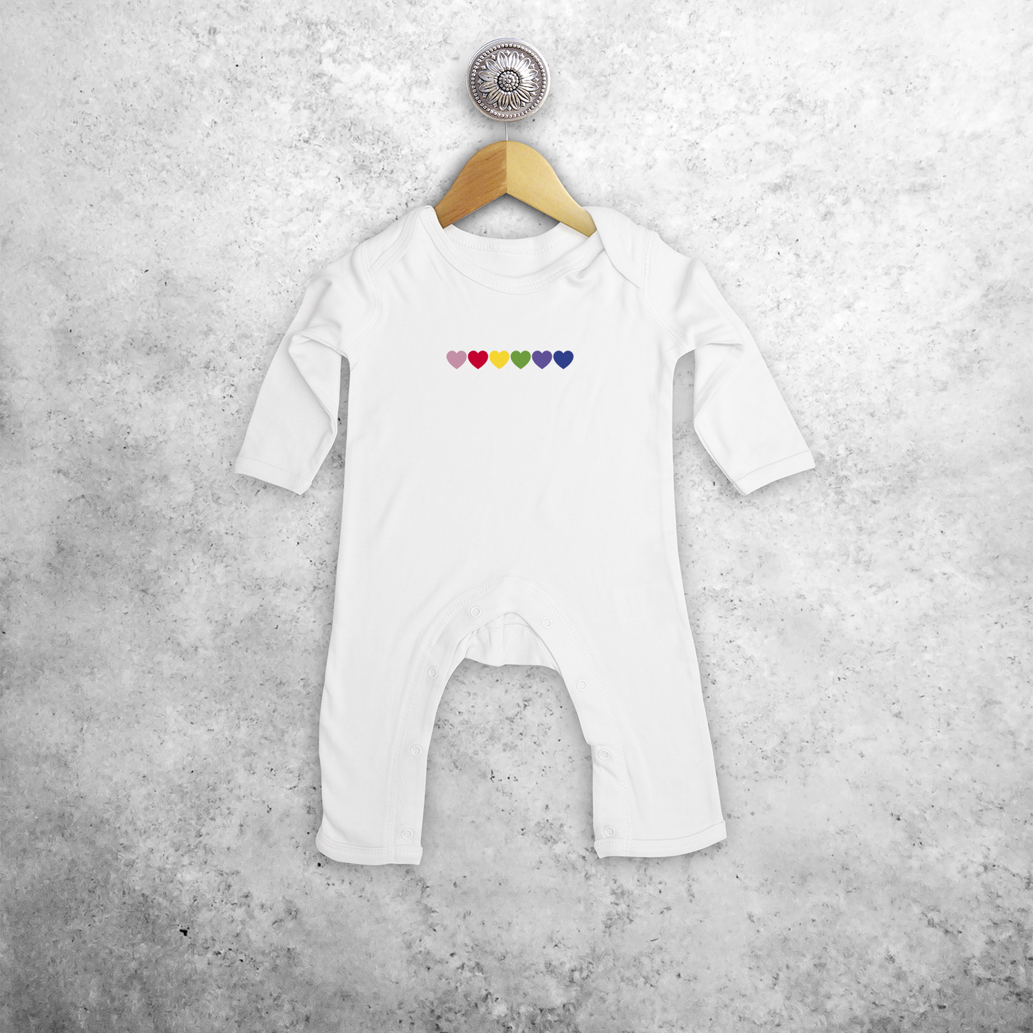 Hearts rainbow baby romper