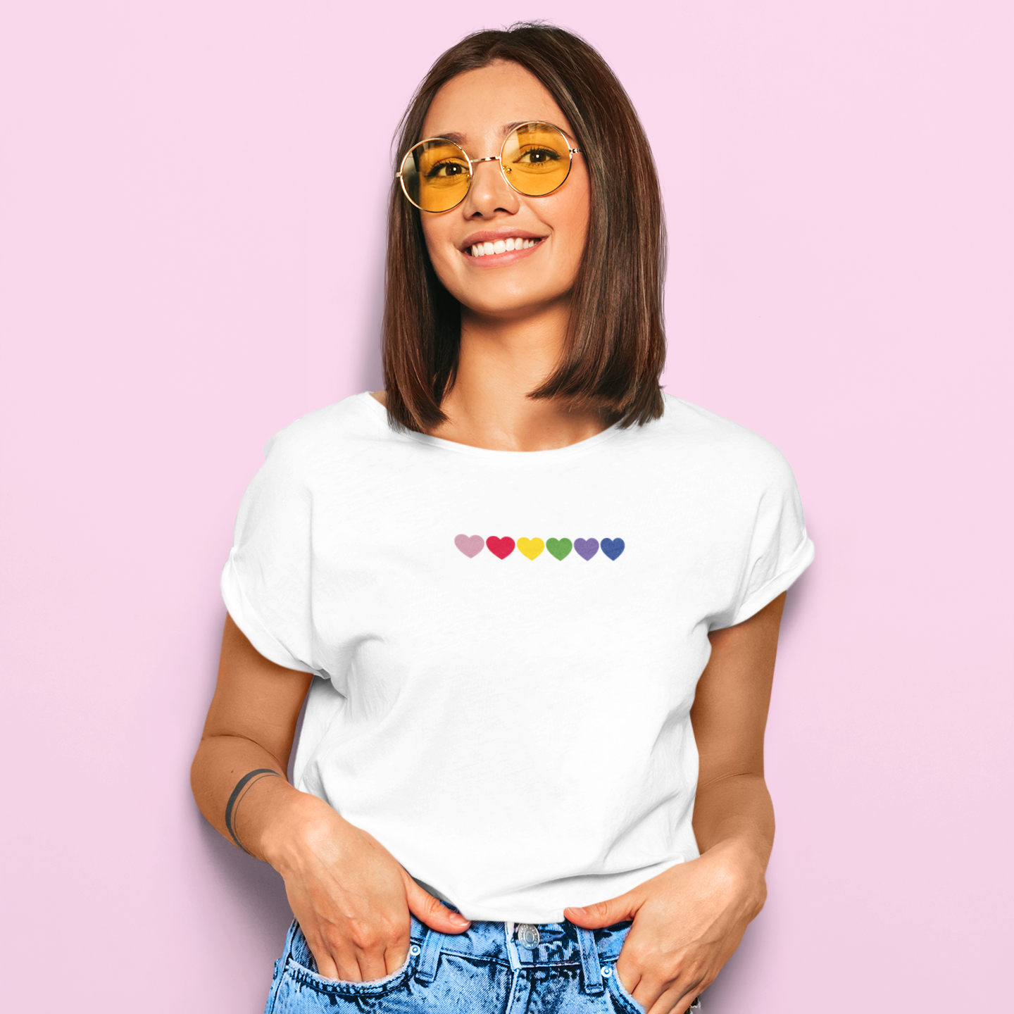 Hearts rainbow adult shirt