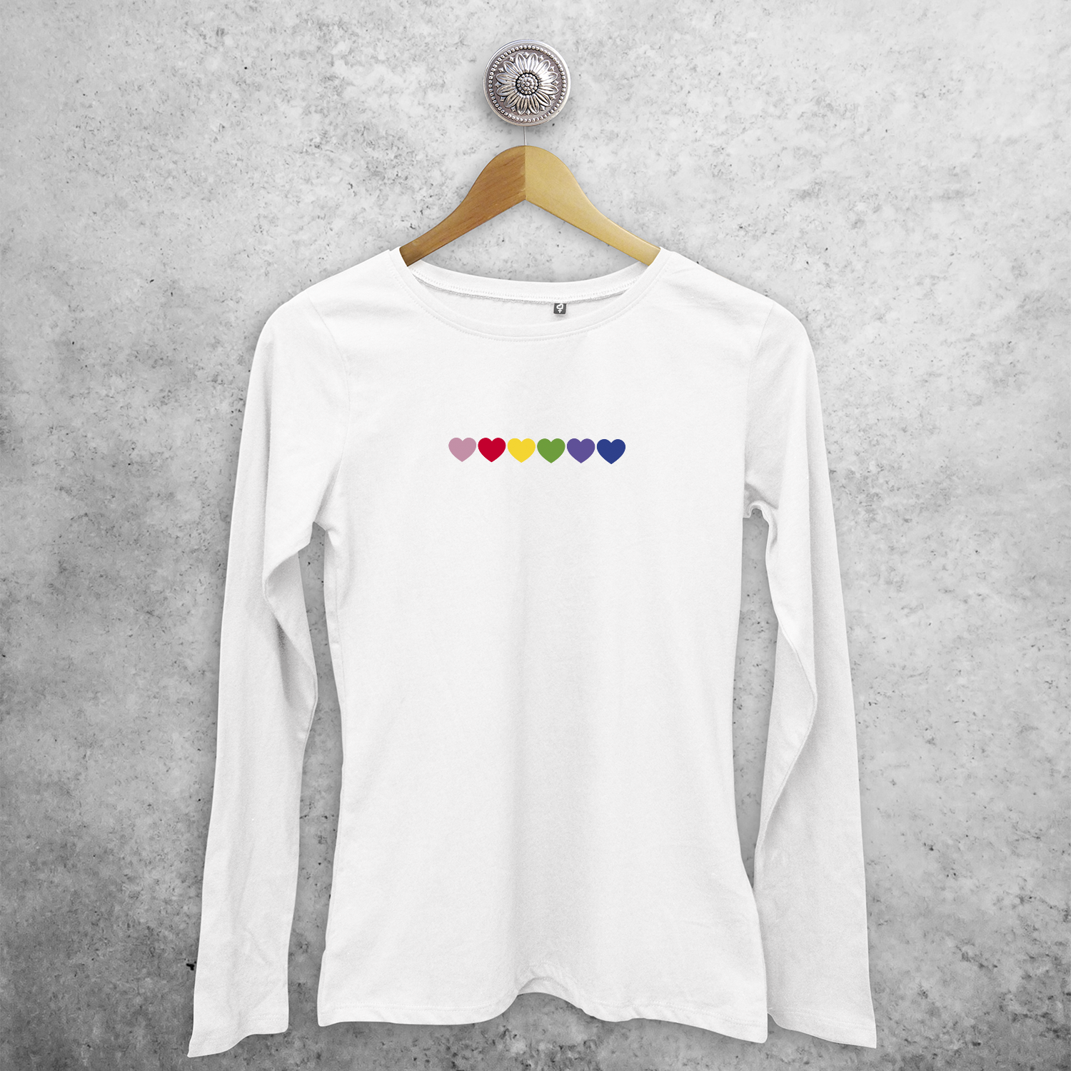 Hearts rainbow adult longsleeve shirt