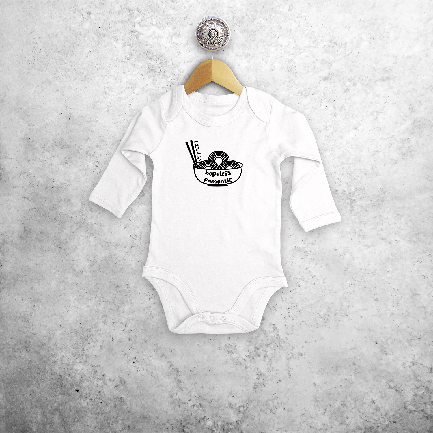 'Hopeless ramentic' baby longsleeve bodysuit