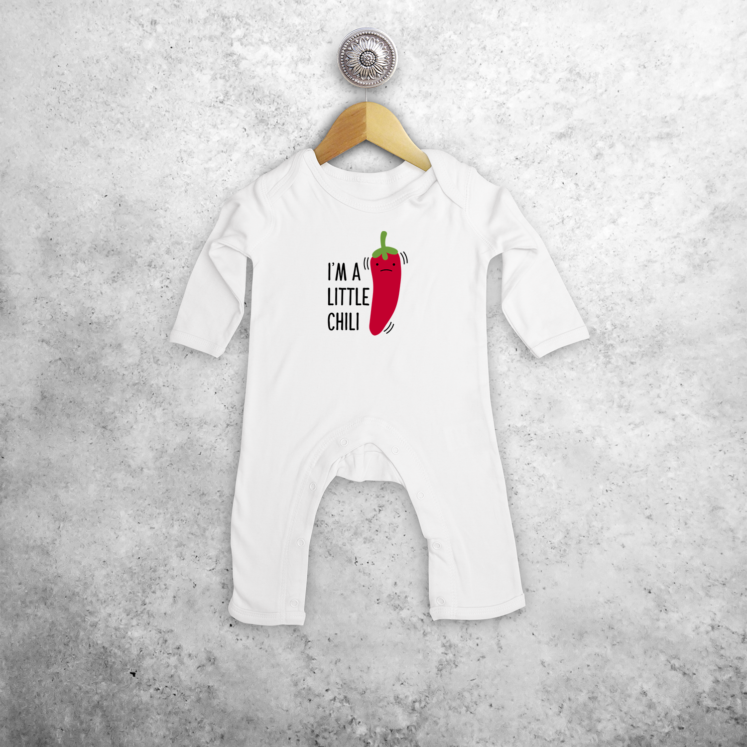 'I'm a little chili' baby romper