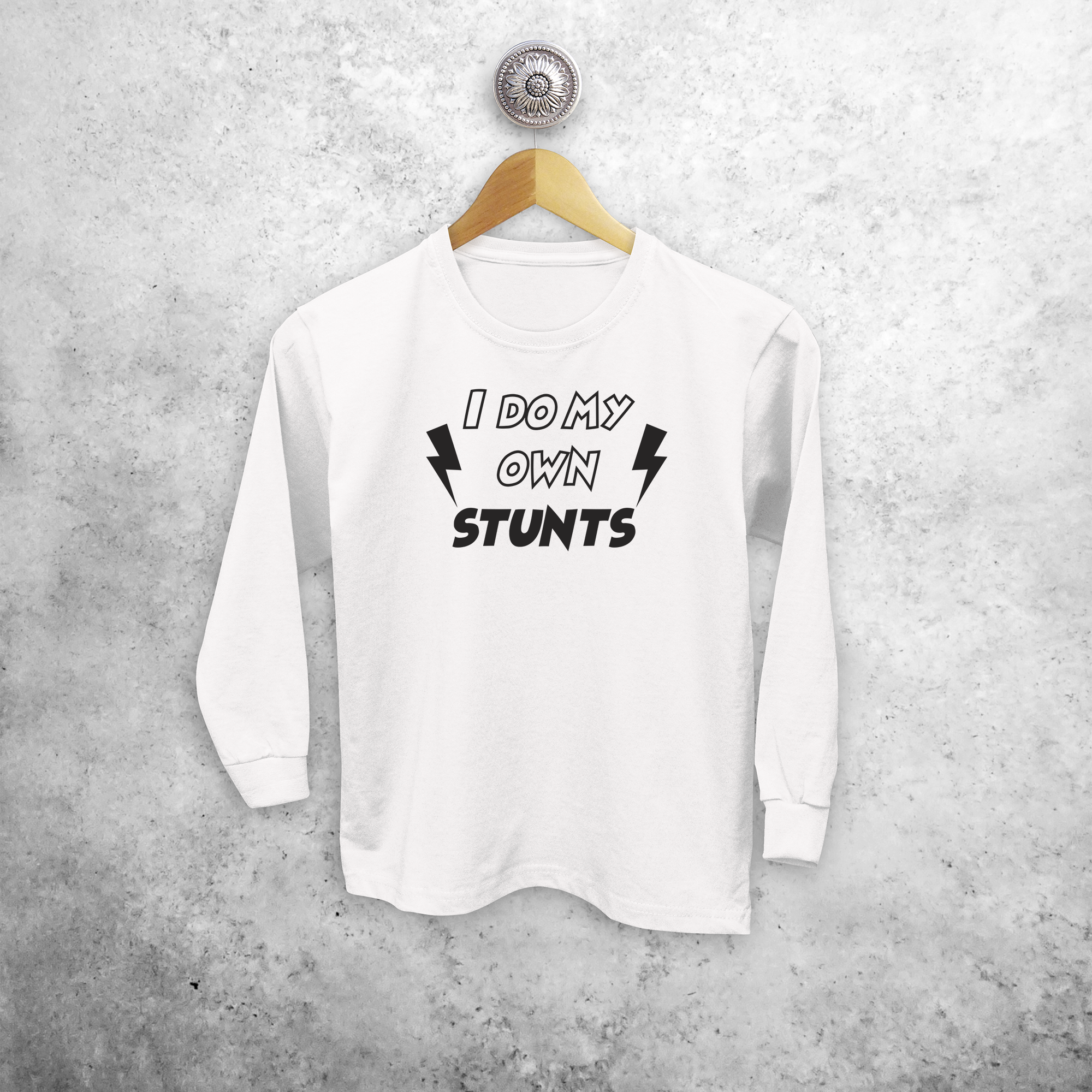 'I do my own stunts' kids longsleeve shirt