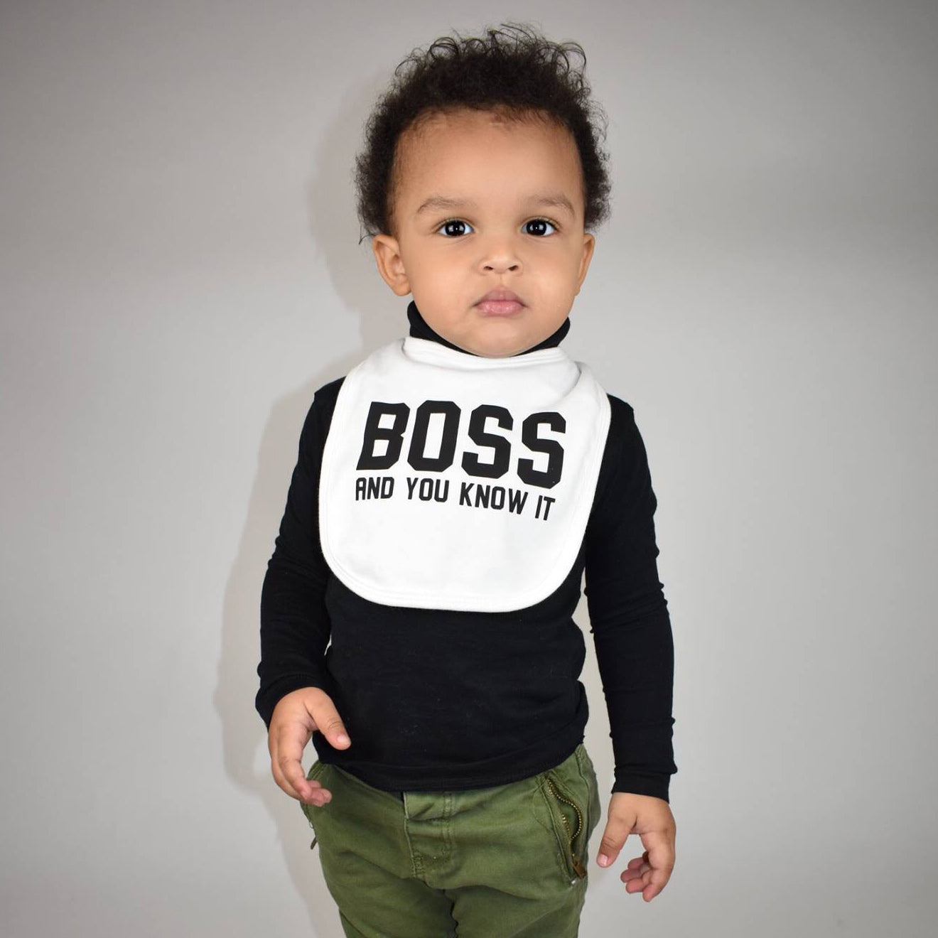 'Boss and you know it' baby bib