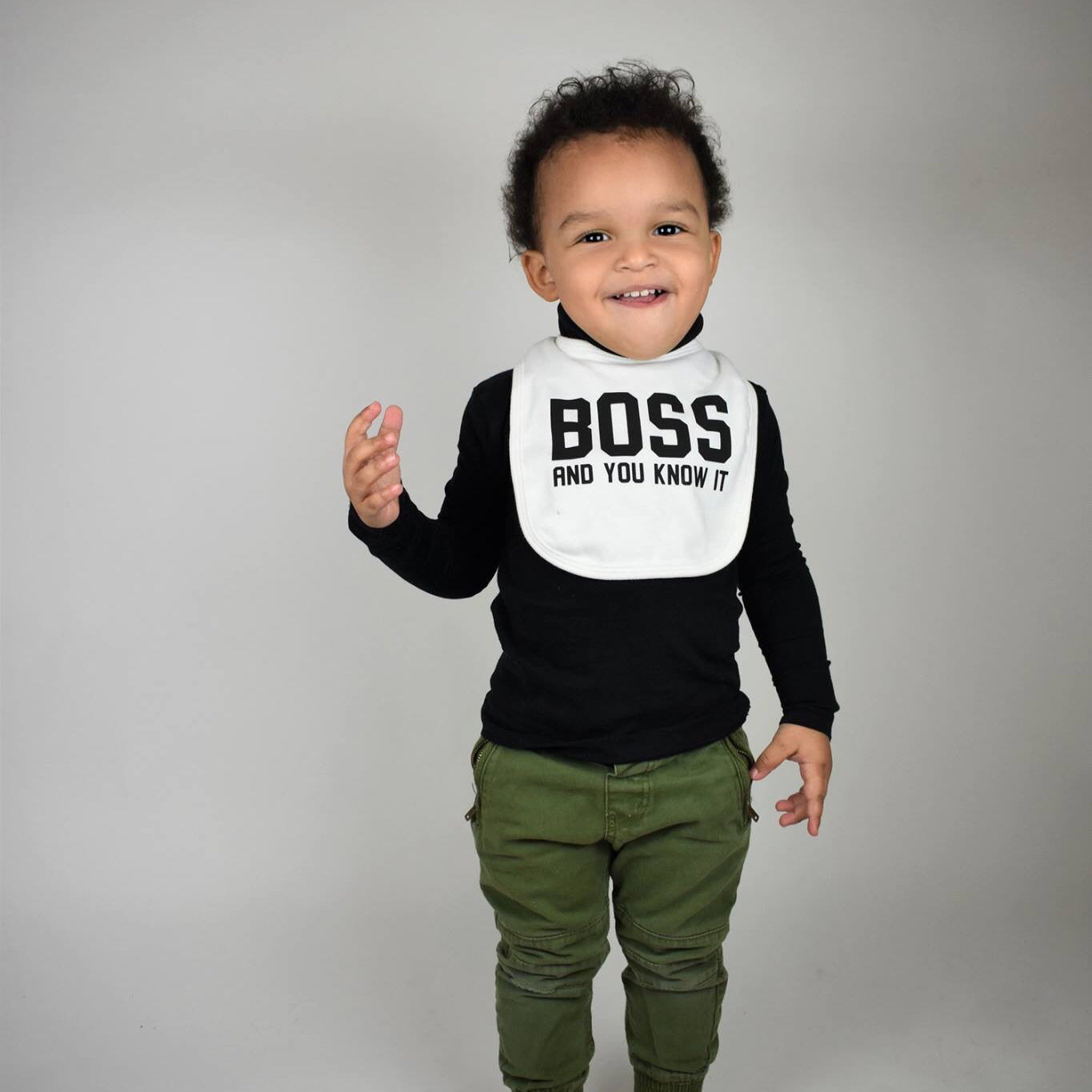 'Boss and you know it' baby bib