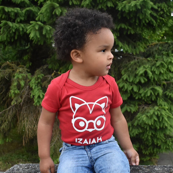 Fox with glasses baby shortsleeve bodysuit