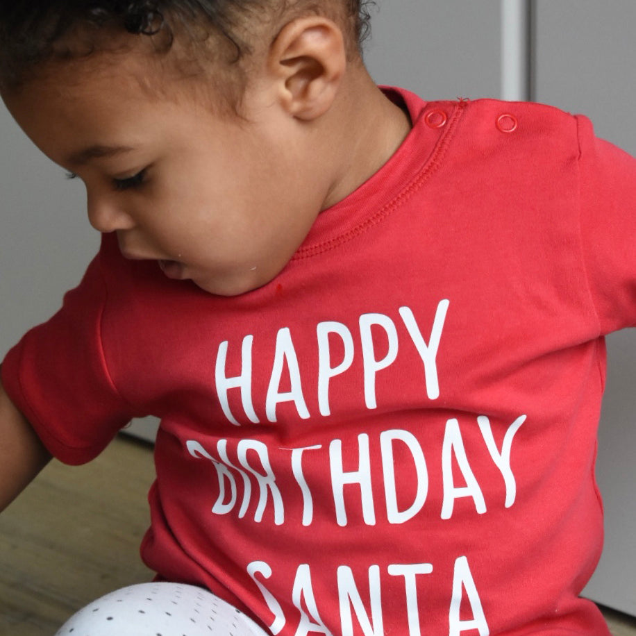 'Happy birthday Santa' baby shortsleeve shirt