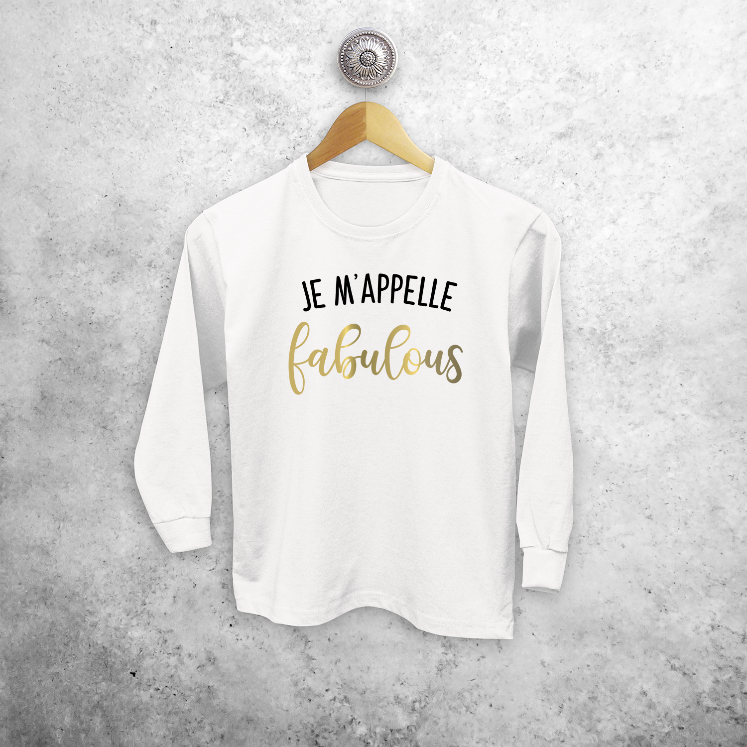 'Je m'appelle fabulous' kids longsleeve shirt