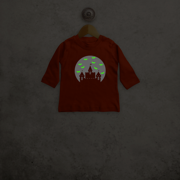 Castle and bats glow in the dark baby longsleeve shirt